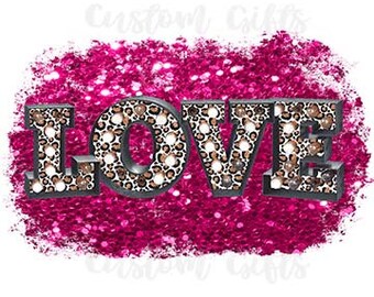 Amor rosa glitter sublimação png arquivo