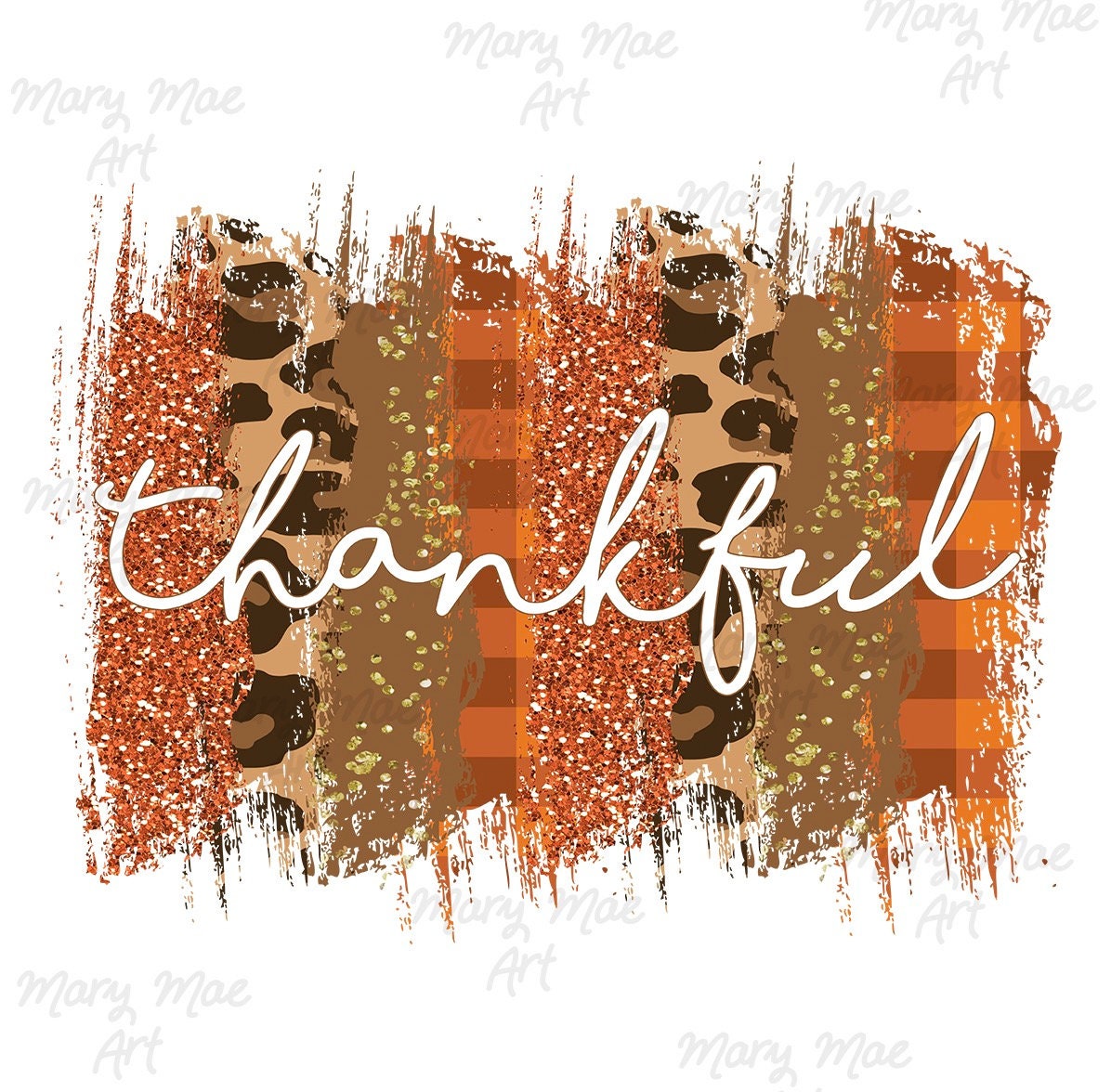 Thankful Brush Strokes Sublimation Transfer, Ready to Press