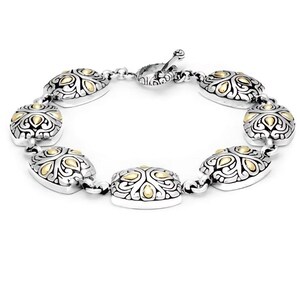 Handmade Sterling Silver Link Bracelet with 18K Gold Drops