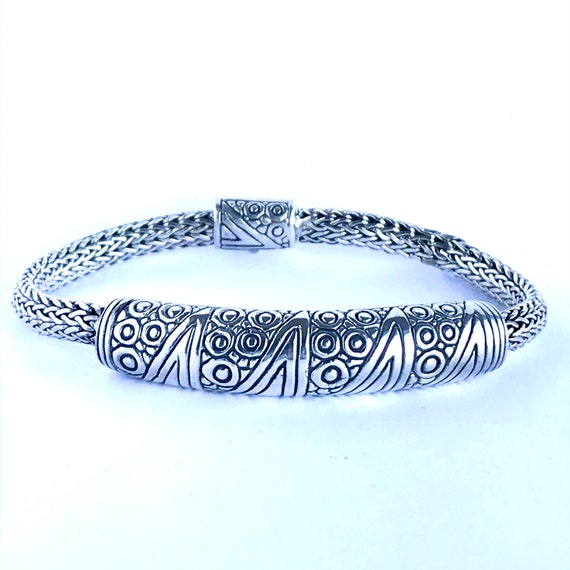 Geometric Bracelet HANDMDE SILVER Jewelry Unisex Couple Gift TARNISH FREE Bangle 