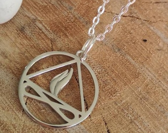Twin flame symbol necklace and pendant in rhodium silver