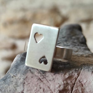 bague argent 925 carte double coeur