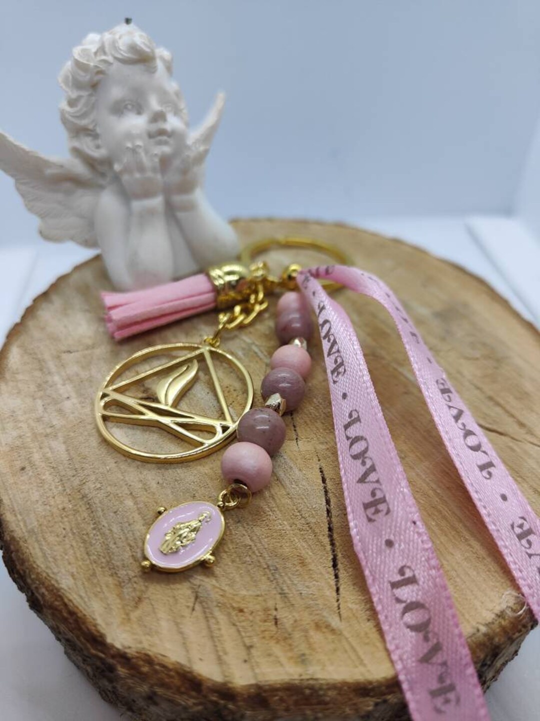 Unique Twin Flames Keychain With Mother Mary Medallion Etsy