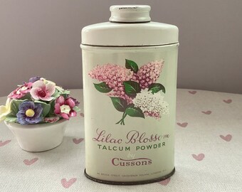 Vintage Talc Tin - 'Lilac Blossom', Talcum Powder by Cussons, Empty Tin, Vintage Cosmetic, Vintage Display, Made in Great Britain