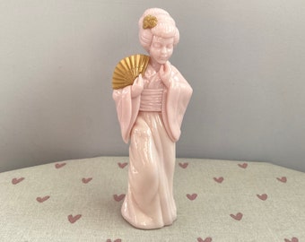 Vintage Avon Cologne Bottle - Japanese Geisha Lady, Coloured Glass, Sweet Honesty Eau de Cologne, Full, Vintage Bathroom, Nostalgic Vintage