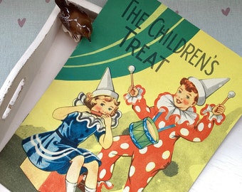 Vintage Children's Booklet - 'The Children's Treat' Walker Toy Book, Soft Backed, Childs Story & Colouring Book,  c1930's, Nostalgic Vintage