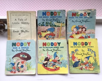 The Tiny Noddy Book - Set of 6, Childs' Noddy Adventure Booklets, 1950's, Paper Back Mini Booklets,  Enid Blyton, Nostalgic Vintage