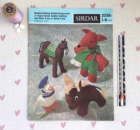 Vintage Knitting Pattern To Make Cute Toy Donkey.