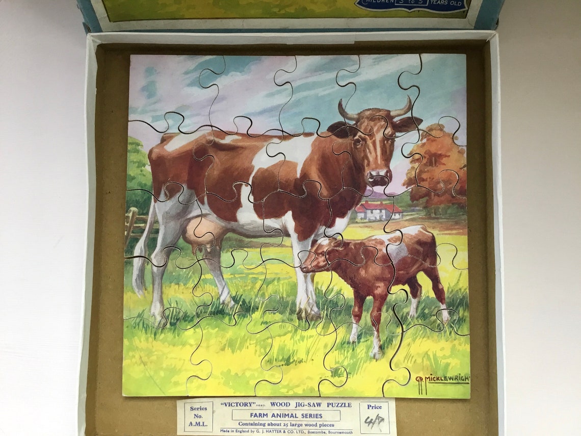 Vintage Plywood Jigsaw Puzzle Farmyard Scene A Victory Etsy