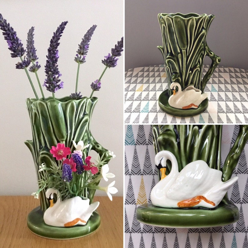 Sylvac Vintage Vase White Swan Medium Double Vase Sylvac Etsy