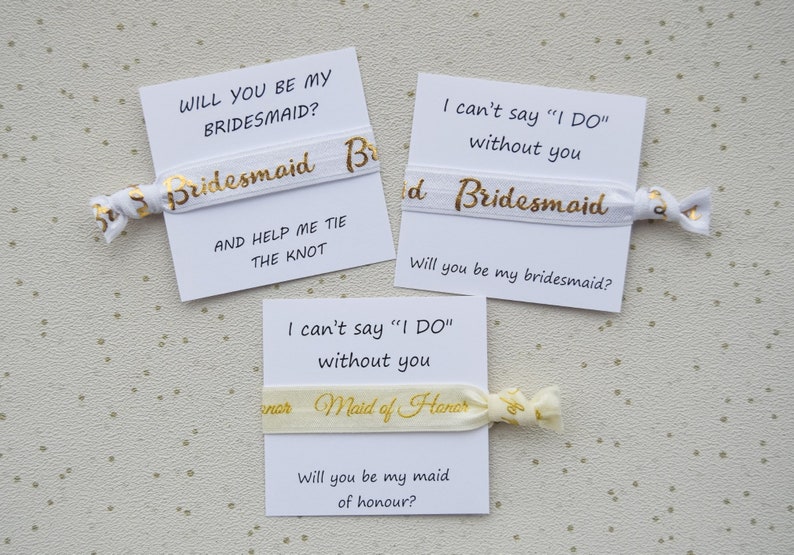 Personalised Bridesmaid Proposal, Will You Be My Bridesmaid, Maid of Honour, Wristband, Hair Tie, Bracelet, Ask Bridesmaid, Bridal Party image 1