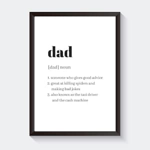 Printable Digital Download Dad Definition Print, Father&#39;s Day Present, Gifts for Dad, Family Minimalist Print