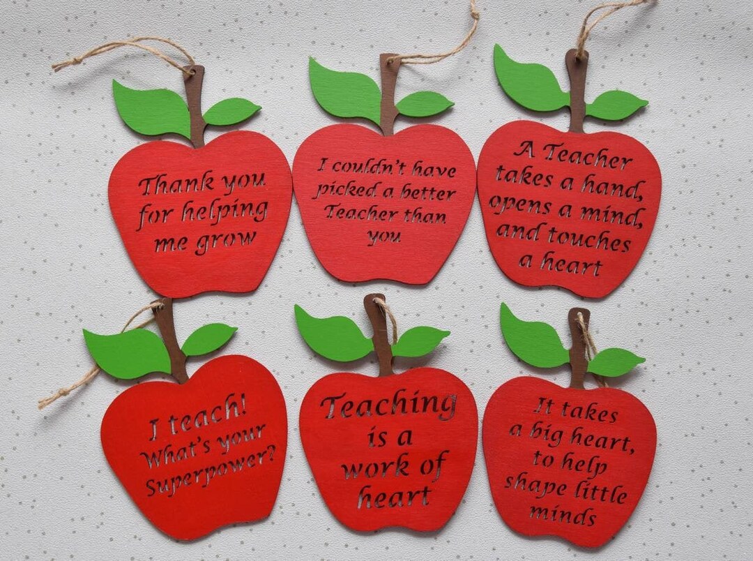 Wooden Teacher Thank You Apple Saying Sign, End of Term Teacher