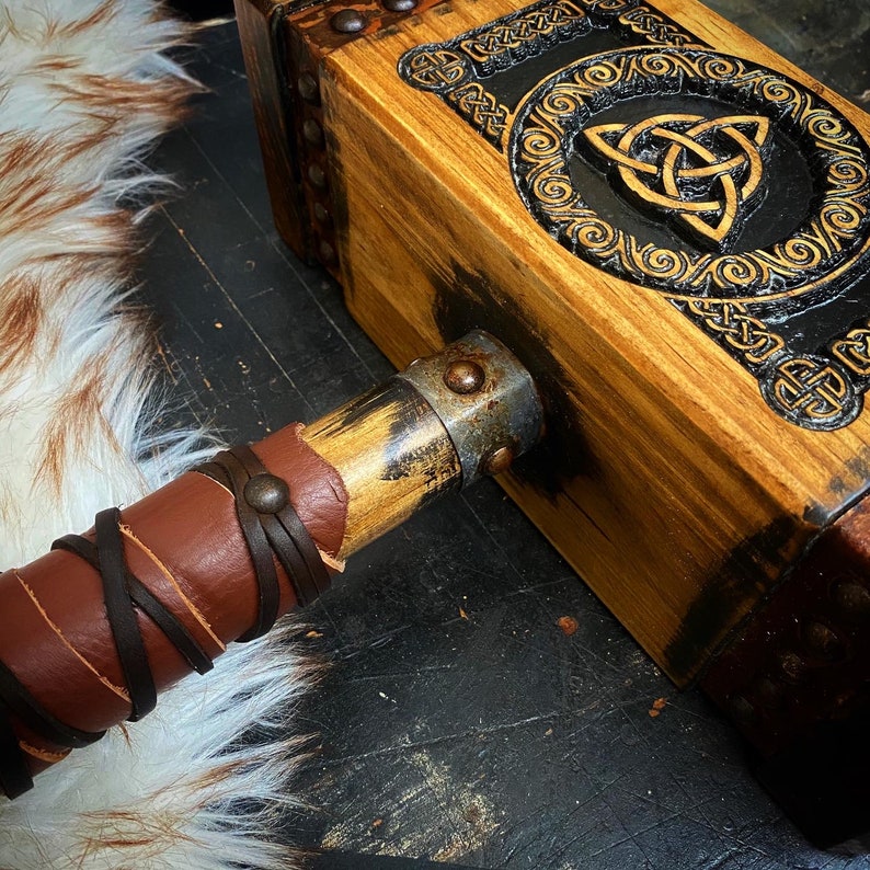 Large Wooden Carved Mjolnir Thor's Hammer Solid Wood Etsy