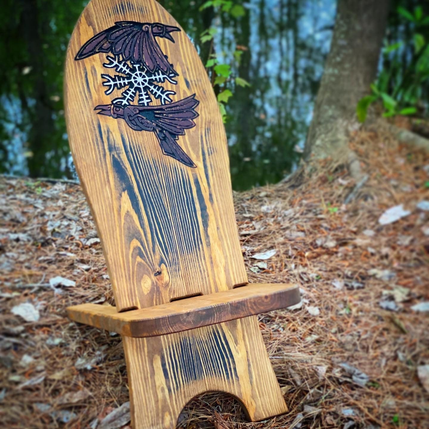 Customizable Carved Large Three Legged Viking Chair with Etsy