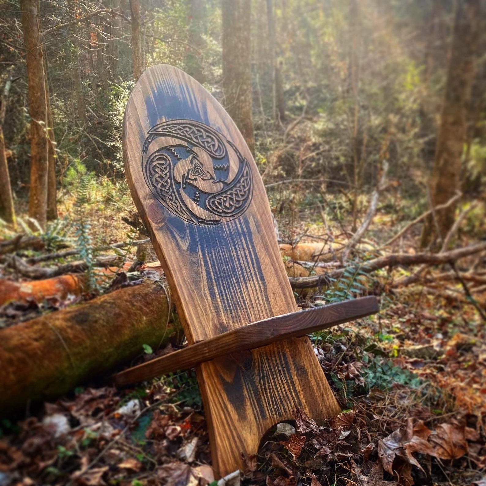 Customizable Carved Large Three Legged Viking Chair with Etsy