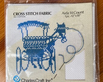 Charles Craft White Aida Cross Stitch Fabric: 14 Count (12”x18”)