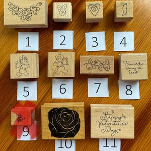 Floral/Valentine Themed Rubber Stamp Set
