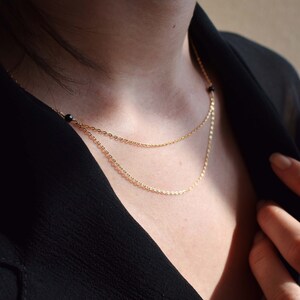 Gold Onyx Necklace, Elegant Chain Necklace 14k Gold Filled image 2