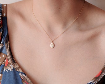 Virgin Mary Necklace, Miraculous Medal Necklace, 14k Gold-Filled Necklace, Dainty Mother Necklace