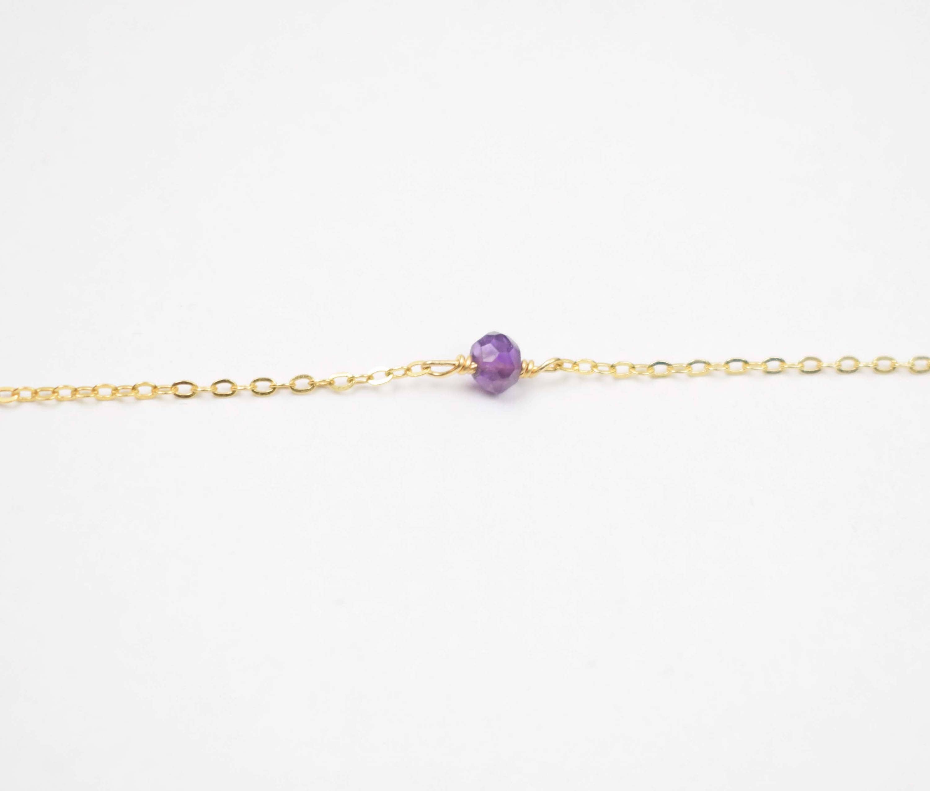 Amethyst Necklace Tiny Gemstone Bead Necklace 14k Gold | Etsy