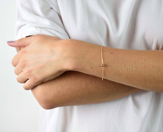 Buy Dainty Gold Bracelet, Simple Gold-filled Bead Bracelet, Single Ball Bracelet  14k Gold-filled Online in India - Etsy