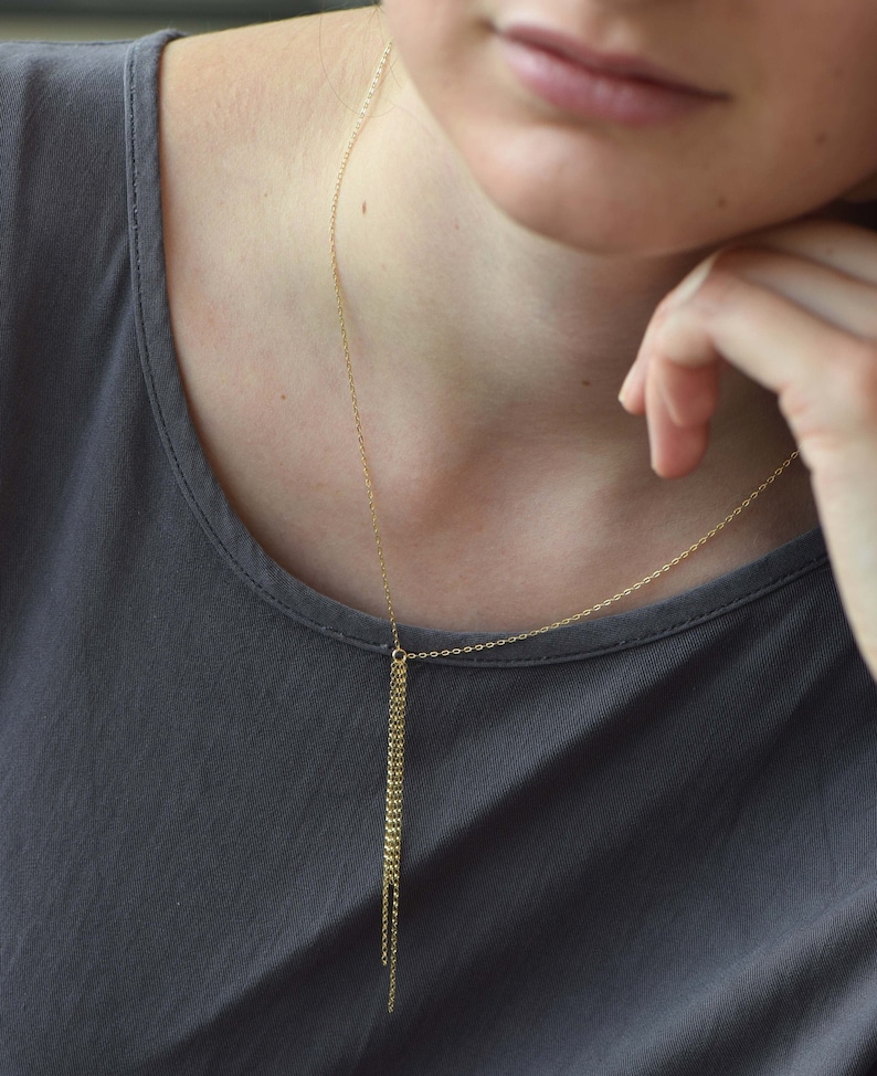 RIXERKOC Lariat Halskette Damen - Y-förmige Goldkette Mit CZ Anhänger