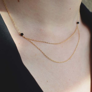Gold Onyx Necklace, Elegant Chain Necklace 14k Gold Filled image 5