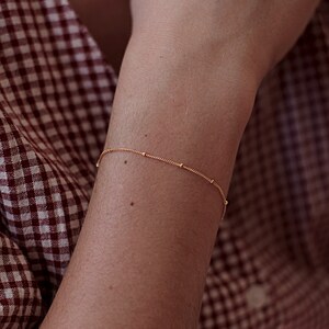 Simple Gold Chain Bracelet, Dainty Beaded Bracelet, Thin Satellite Chain Bracelet 14k Gold-Filled image 3