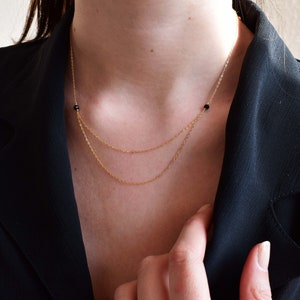 Gold Onyx Necklace, Elegant Chain Necklace 14k Gold Filled image 4