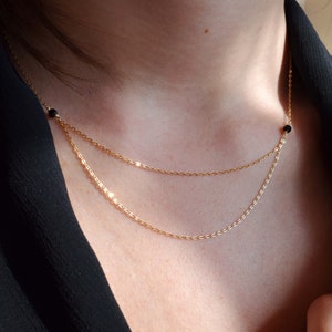 Gold Onyx Necklace, Elegant Chain Necklace 14k Gold Filled image 3
