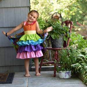 Rainbow Tiered ruffle dress