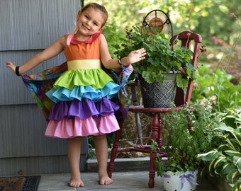 Rainbow Tiered ruffle dress