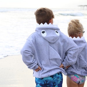 Child shark hooded grey sweatshirt