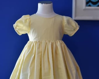 Frances vintage length solid dress puff sleeves, matching bloomers. Easter spring christening baptism beach wedding
