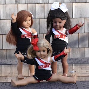 Custom Competition cheer leading uniform replica for 18&quot; AG dolls, 15&quot; Bitty Baby, 14&quot; wellie wisher