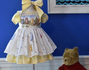 Winnie the Pooh Vintage length apron pinafore dress set 3 piece matching bloomers