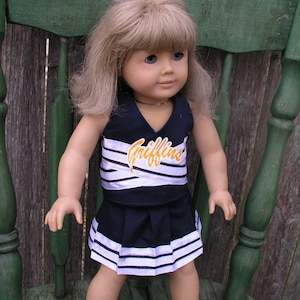 Custom school cheerleading uniform replica for 18&quot; dolls