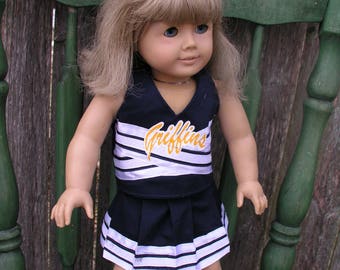 Op maat gemaakte replica cheerleading uniform voor 18-inch poppen