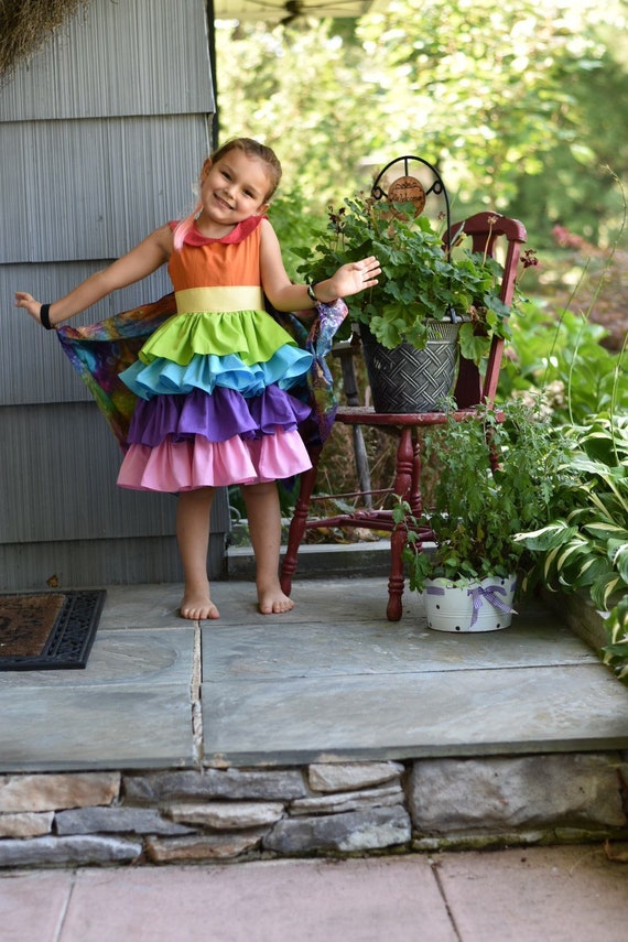 Rainbow Tiered Ruffle Dress