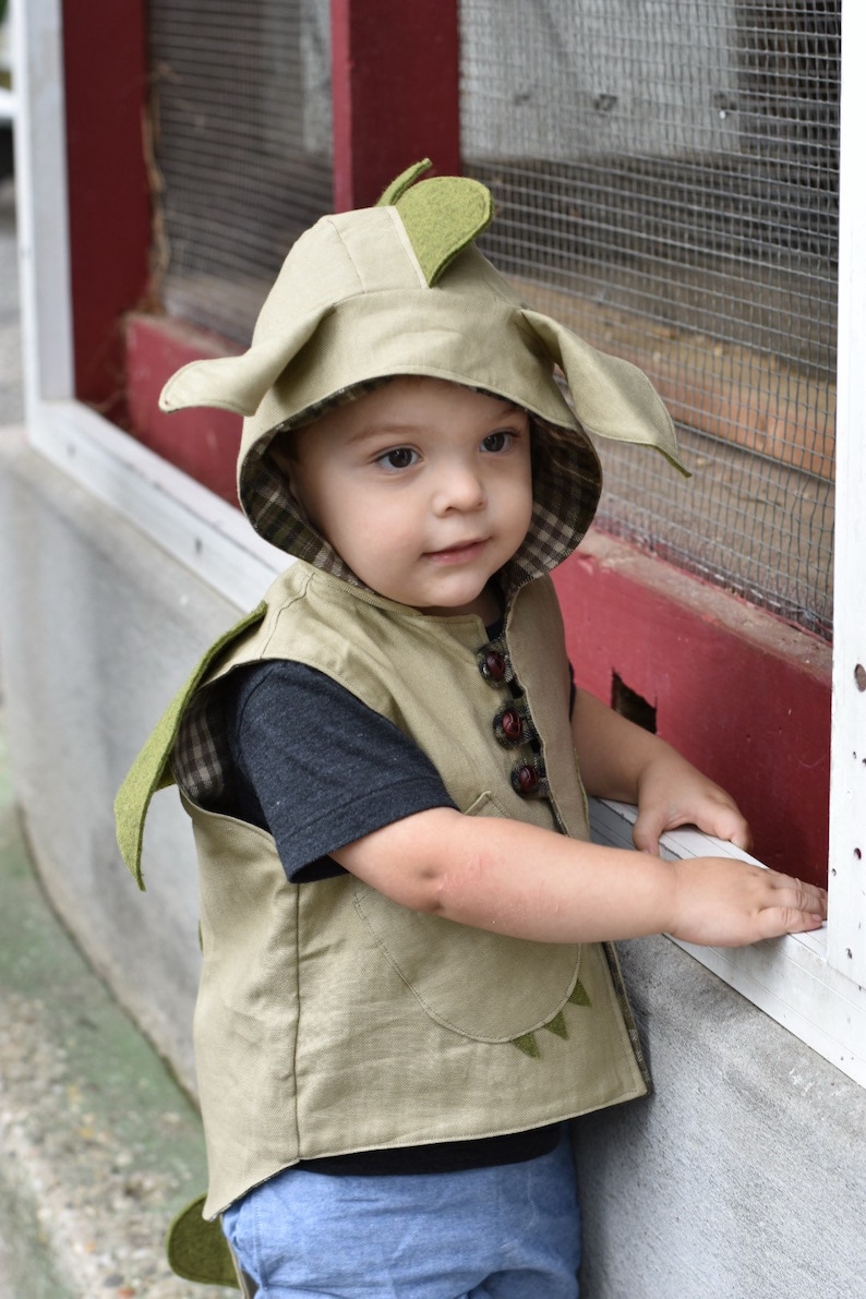 Dress up imaginative play costume baby Toddler girls dragon vest with hood for Boys
