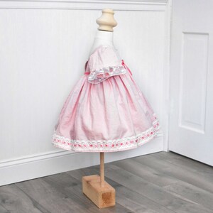 vintage length lace trim pink dress, angel flutter sleeves, matching bloomers. Easter spring image 2