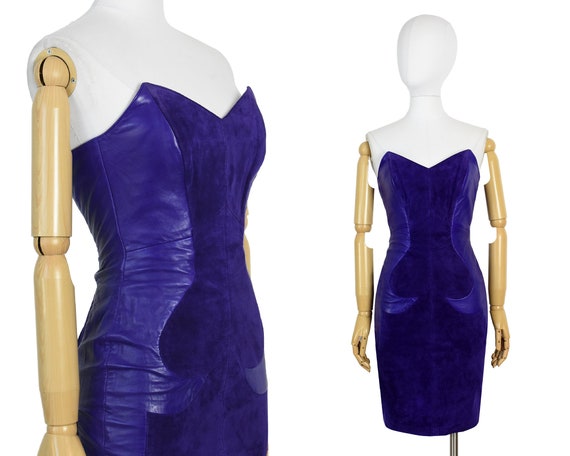 1980s purple leather dress | michael hoban leather
