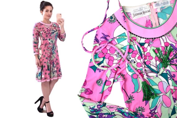 1970s bessi signed retro dress | pure silk dress |