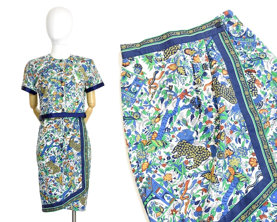 1980s fu dog novelty print skirt set | foo dog pri