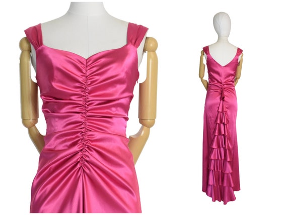 1930s style pink ruffled evening dress | gunne sax