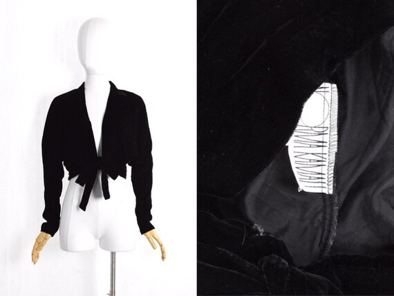 vintage norma kamali velvet crop wrap | 1980s norm