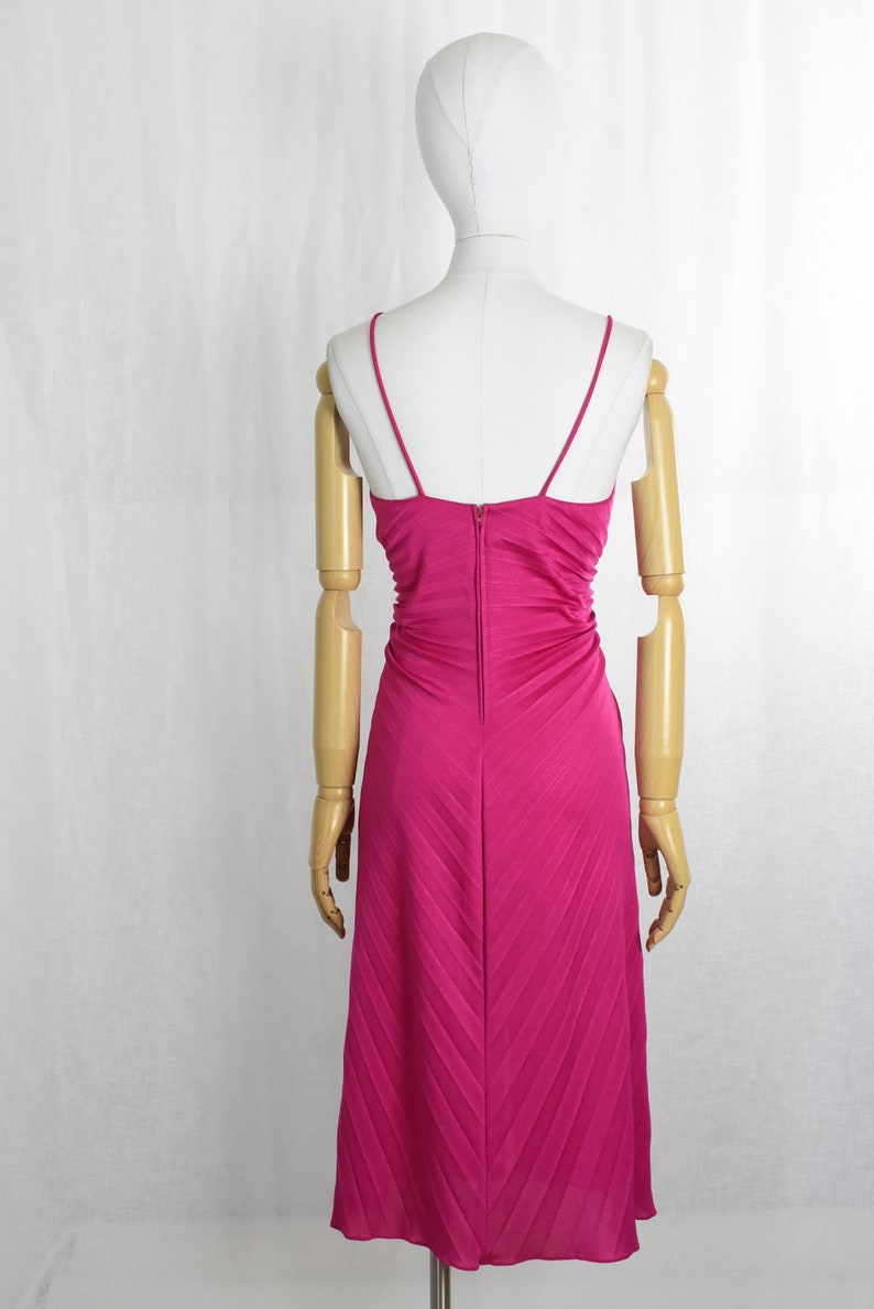 xs 1970s hot pink pleated disco dress 70s does 50s style vintage clothing studio 54 disco dress new leaf by samir