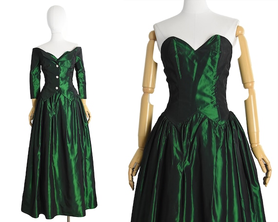 emerald green and black prom dress