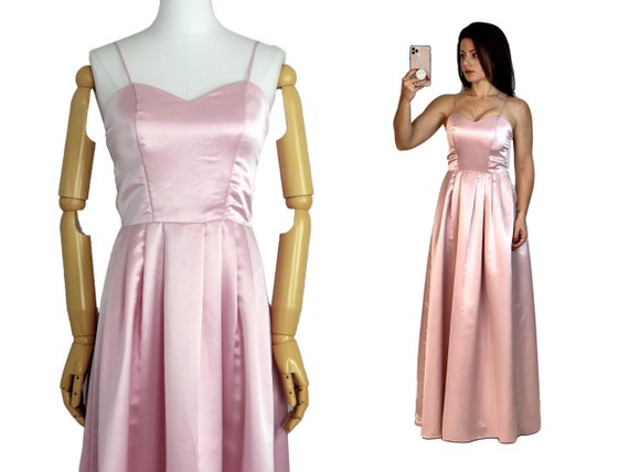1980s pink satin prom dress | pink bridesmaid dres